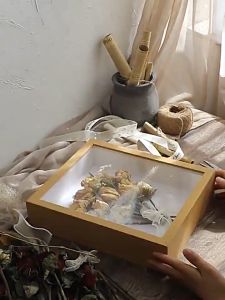Transparent Glass Wooden Art Display Case Box Plant Specimen Display Box Flowers Handmade Art Crafts Plant Floating Frame Picture Frame Plant Dried Flower