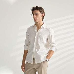 Bland Yeah Mens Long Sleeve Linen Shirt Casual Thin Leisure Top Fashion Urban Style Four Seasons Universal Classic Collar Shirt