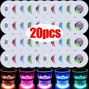 【🔥hot】20/1PCS Luminous Cup Stickers Lights 6cm LED Bottles Coaster Lamps for Bar KTV Wedding Party Cocktail Drink Cups Vase Decoration