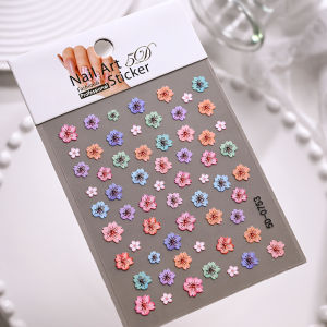 1/2Pcs 5D Multicolor Cherry Blossom Nail Stickers Gradient Sakura Self-Adhesive Nails Decals for Spring Floral Manicure Sliders