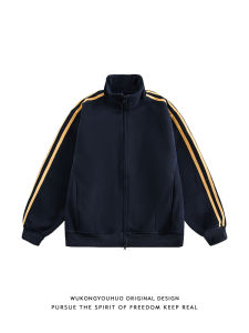 WUKONGYOUHUO | Vintage Striped Stand Collar Casual Jacket
