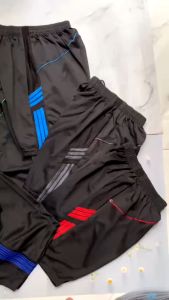 Quần đùi nam từ 47kg đến 70kg thun thường dày phối 3 sọc có túi khóa kéo và dây rút QN33