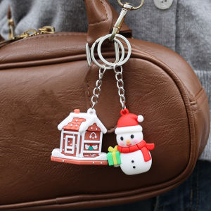 【♡Lovely girls house♡】5Pcs พวงกุญแจต้นไม้มนุษย์หิมะคริสต์มาสซานต้ากวางเอลก์การ์ตูนซิลิโคนของขวัญน่ารักสำหรับเด็ก