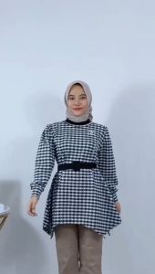 SELVIM TUNIK KOTAK ASYMETRIS WANITA DRESS FREE BELT GL FASHION