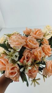 ROSE SEGI CABANG 5 ARTIFICIAL BUKET PESTA RUMAH ARTIFISIAL MAWAR PREMIUM SENTUH IMPORT DEKORASI ASLI BERKUALITAS CHRYSAN MEJA ROSE SUTRA
