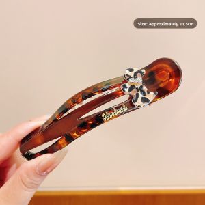 Large Size Leopard Print Duckbill Hair Clip Womens New 2025 Stylish Sensation Back of Head One Word Grab Hair Clip Hair Accessories