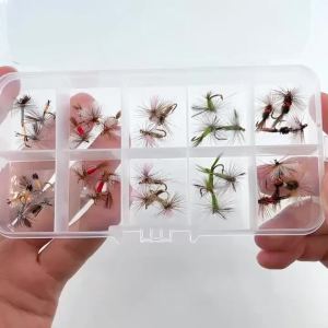 30PCS/Box Best Dry Flies For Trout Fly Fishing Flies Adams Parachute Caddis Royal Wulff Fly For Trout Bass Salmon Fishing Lure