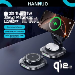HANNUO | Wireless Charging Stand Qi2.2 Compatible with iPhone 17 Pro Max iPhone 16 Apple Watch Earphones Magnetic S10 Base