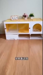 GREENPETS Cat Cage Villa with Toilet Indoor Small Apartment Cat House Set One Room One Bathroom One Living Room Cat Shelter