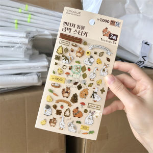 Cute Animal Diary Stickers for Mobile Phone Decoration Bookbinding Adhesive Labels Paper Crafts Business Supplies