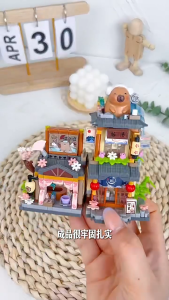 Cute Cartoon Capybara Street View Building Blocks Micro block Toys