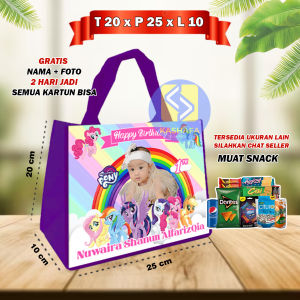 (25 PCS) TAS ULTAH CUSTOM PALING MURAH / GOODIE BAG CUSTOM PALING MURAH CUSTOM/Tas souvenir ultah goodie bag ulang tahun murah tas muat snack ultah gratis nama dan foto tas ulang tahun anakGoodie bag ulang tahun anak muat snack tas ultah free desain