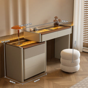 Minimalist Italian Style Dressing Table and Drawer Combined Solid Wood 1pc