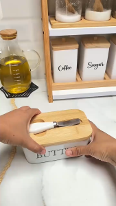 Kotak Tempat Mentega Butter Keramik Seal Tank With Knife