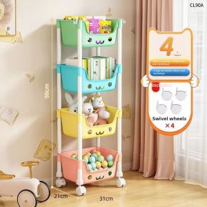 Floor Standing Multipurpose Storage Rack Multi-layer Plastic Mobile
