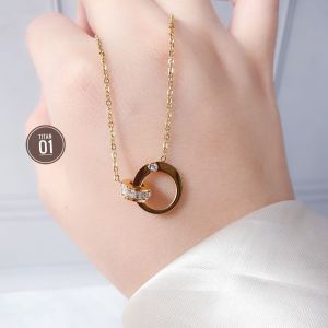 Kalung Rantai Tipis Liontin Cincin Perhiasan Fashion CXA2506