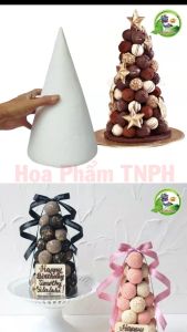 Khuân Xốp Hình Chóp Nón Cao 30 cm Đường Kính 18 cm Màu Trắng Đẹp Thích Hợp Làm Tháp Bánh Kẹo Trang Trí Sinh Nhật Tiệc Cưới Đồ Thủ Công DIY