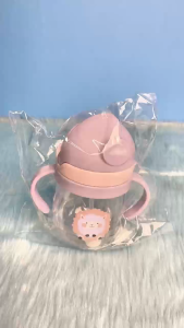 Hntob 12M+ 250ML Spray-Proof Sippy Cup Absorb Hot Water Baby Learning Bottle Feeding Silicone Straw