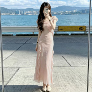 LIRUSHAN | Elegant French Pink Long Dress 2026 Summer Design