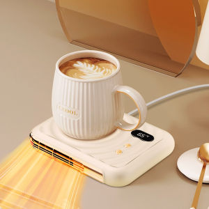 Cup Warmer Thermostatic Temperature Electric Mug Warmer for Coffee Milk Tea Water Heating Coaster Mini Mug Heater with Warm Fan