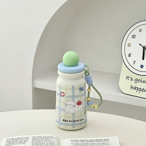 Cốc Nước Cách Nhiệt Thỏ Dễ Thương Thiết Kế Độc Đáo Di Động Cốc Nước Bằng Thép Không Gỉ 500ml Cốc Nước Có Van Nắp Đựng Trà