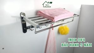 Máng khăn tầng đa năng Inox 304 PHÁT ĐẠT không rỉ sét thanh treo khăn giá móc khăn mặt nhà tắm vắt khăn inox (SP027A)