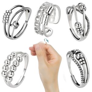 [A D]SMJEL Anti Stress Anxiety Ring Fidget Spinner Rings Adjustable for Women Rotating Freely Spinning Accessories Jewelry Gifts