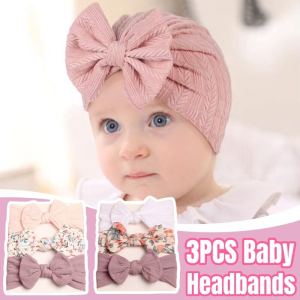 3Pcs Baby Headband For Girls Elastic Knit Children Turban Baby Bows Soft Nylon Kids Headwear Hair Accessories