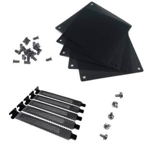 Bộ Lọc Bụi Lưới Đen 5 Cái 120mm PVC Cho Quạt Làm Mát Máy Tính Kèm 5 Cái Nắp Che Khe PCI Bộ Lọc Bụi Cho Hệ Thống Làm Mát PC