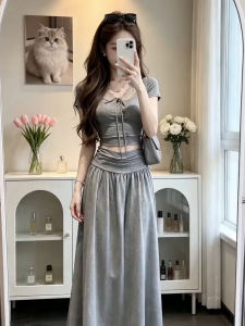 PEIZIXUAN | Lace Stitched French Waistline Long Dress