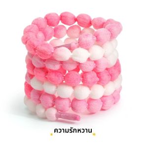 1 คู่สีGradientรอบPlush Ball Shoelacesน่ารักฟองทอShoelacesเหมาะสําหรับผู้หญิงและเด็กผู้หญิง
