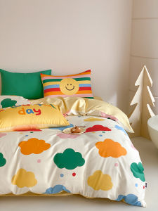 DOHIA | Cotton Ins Style Cartoon Bedcover for Childrens Room and Dorm Use Double