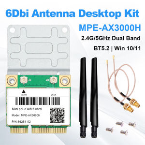 Fenvi | WiFi 6 Mini PCI-E Card MPE-AX3000H Dual Band 2.4G/5GHz Bluetooth 5.2 Network Adapter 3000Mbps for Windows 10/11 Laptop PC