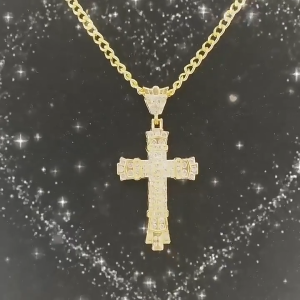 Heabety  Hip Hop Diamond Exaggerated Retro Cross Pendant Unique Jewelry Men Necklace Large Size Cuban Chain