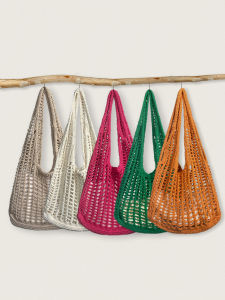 Large Capacity Hollow out Knitted Tote Bag Single Shoulder Beach Vacation Casual Style Korean Fashion Canvas Bag for Youth