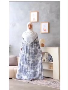 Gamis Abaya Putih Premium Serenity & Ayuri: All Size Fit & LD 100 LD 125cm