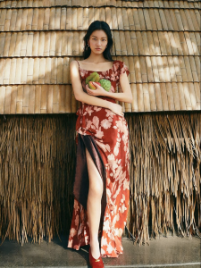 Vero Moda | Ruffled Printed Slit French Style Dress