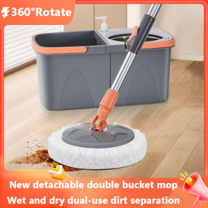 New Separate Double Bucket Rotating Mop Bucket Sets 360° Spinning Floor Cleaning Mop Reusable Microfiber Heads Home Lazy Mop