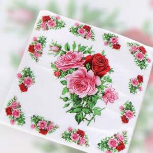Party Napkin / Serviette (Paper) - Colour Floral Roses Print [NSP053]