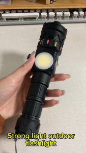 Asafee LS07 Outdoor Flashlight Telescopic Zoom Torch 50W LED 5000LM Powerful Bright Light Bulit-In 26800 Battery Rechargeable Lamp 9 Light Modes Waterproof Camping Nighting Daily Use