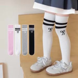 Childrens Long Girl Sock Autumn Spring Cute Elegant Bow Kids Knee High Socks For Girls Princess Student Stockings For 3-8 Years
