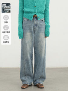 High Waist Wide Leg Jeans Slim Fit Outdoor Girls Straight Cut Denim Trousers Casual Style Autumn Collection for Women