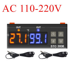 STC-3008 Temperature Controller Two Relay Output Thermoregulator Dual Digital Thermostat With Heater Cooler 12V 24V 110-220V
