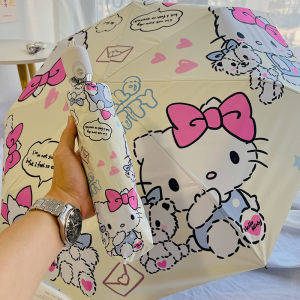 Sanrio Hello Kitty Girl Sun Umbrella Sun Umbrella Sun Umbrella Dual-Use Sun Protection UV Protection Foldable Triple Folding Umbrella