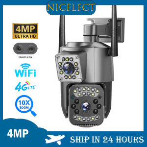 NICELECT 4MP 2K PTZ IP กล้อง Wifi 4G ซิมการ์ดเลนส์คู่ซูม10X การมองเห็นได้ในเวลากลางคืนกล้องวงจรปิดกลางแจ้งกล้องวงจรปิดเฝ้าระวัง V380โปร