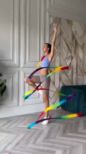 2PCS Art Gymnastic Ribbon 4m Dance Ribbon With Stick Artistic Rhythmic Streamer For Art Dances