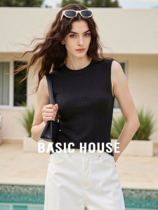 Basic House | Autumn High-end Black Round Neck Sleeveless Knit Top