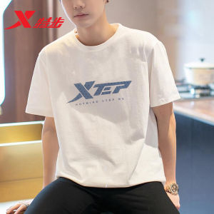 XTEP Mens Short Sleeve T-Shirt Ice Silk Breathable round Neck Sportswear Casual Trendy Lightweight Moisture Wicking Summer
