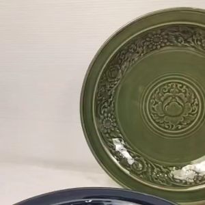 จานเซรามิค จานกระเบื้อง 8 นิ้ว 9นิ้ว เคลือบศิลาดล ลายดอกพุดตาล จานลายไทย เหมาะกับ อาหารไทย