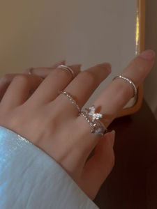 Butterfly Open Ring Set Womens Adjustable Fashion Jewelry Stackable Finger Ring Alloy Silver Gold Plated out Style